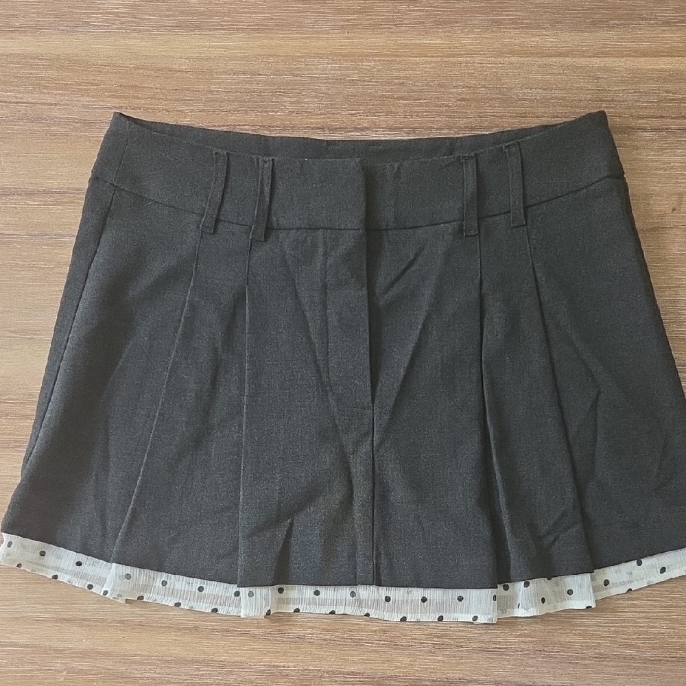 H&M Black Mini Skirt with Polka Dot Hem